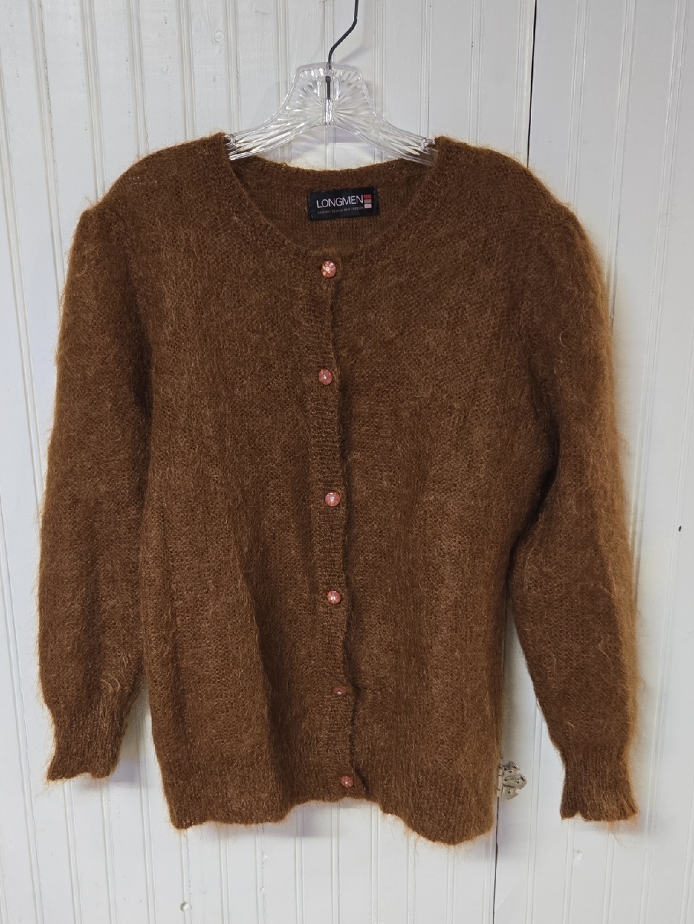 Longines Brown Fuzzy Button-Front Women's Sweater